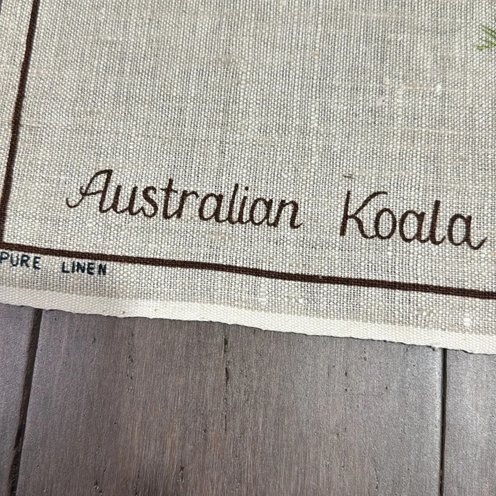 Australian‎ Koala Pure Linen Fabric vintage tea towel